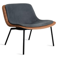 Nonesuch Upholstered Lounge Chair in Walnut / Ink Leather - Angle 4