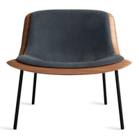 Nonesuch Upholstered Lounge Chair in Walnut / Ink Leather - Angle 1