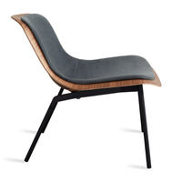 Nonesuch Upholstered Lounge Chair in Walnut / Ink Leather - Angle 5