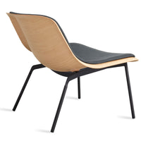 Nonesuch Upholstered Lounge Chair in White Oak / Ink Leather - Angle 5