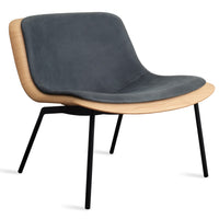 Nonesuch Upholstered Lounge Chair in White Oak / Ink Leather - Angle 2