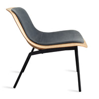 Nonesuch Upholstered Lounge Chair in White Oak / Ink Leather - Angle 3