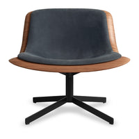 Nonesuch Swivel Upholstered Lounge Chair en Walnut / Ink Leather - ángulo 1
