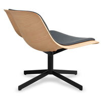 Nonesuch Swivel Upholstered Lounge Chair in White Oak / Ink Leather - Angle 4