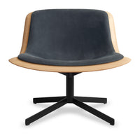 Nonesuch Swivel Upholstered Lounge Chair in White Oak / Ink Leather - Angle 1