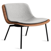 Nonesuch Upholstered Lounge Chair in Walnut / Vesper Light Grey - Angle 4