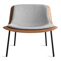 Nonesuch Upholstered Lounge Chair in Walnut / Vesper Light Grey - Angle 1