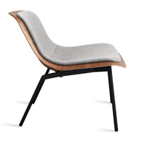 Nonesuch Upholstered Lounge Chair in Walnut / Vesper Light Grey - Angle 5