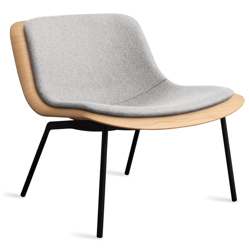 Nonesuch Upholstered Lounge Chair in White Oak / Vesper Light Grey - Angle 2