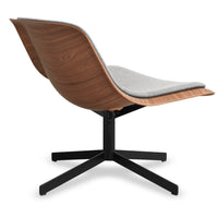 Nonesuch Swivel Upholstered Lounge Chair in Walnut / Vesper Light Grey - Angle 6