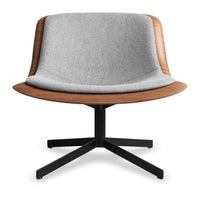 Nonesuch Swivel Upholstered Lounge Chair in Walnut / Vesper Light Grey - Angle 1