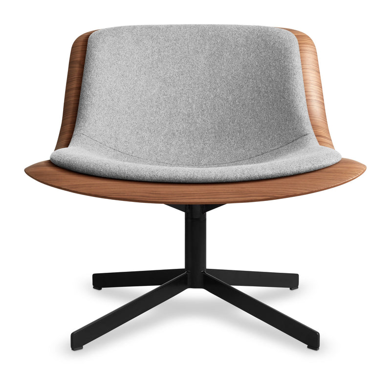 Nonesuch Swivel Upholstered Lounge Chair in Walnut / Vesper Light Grey - Angle 1