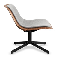 Nonesuch Swivel Upholstered Lounge Chair in Walnut / Vesper Light Grey - Angle 5