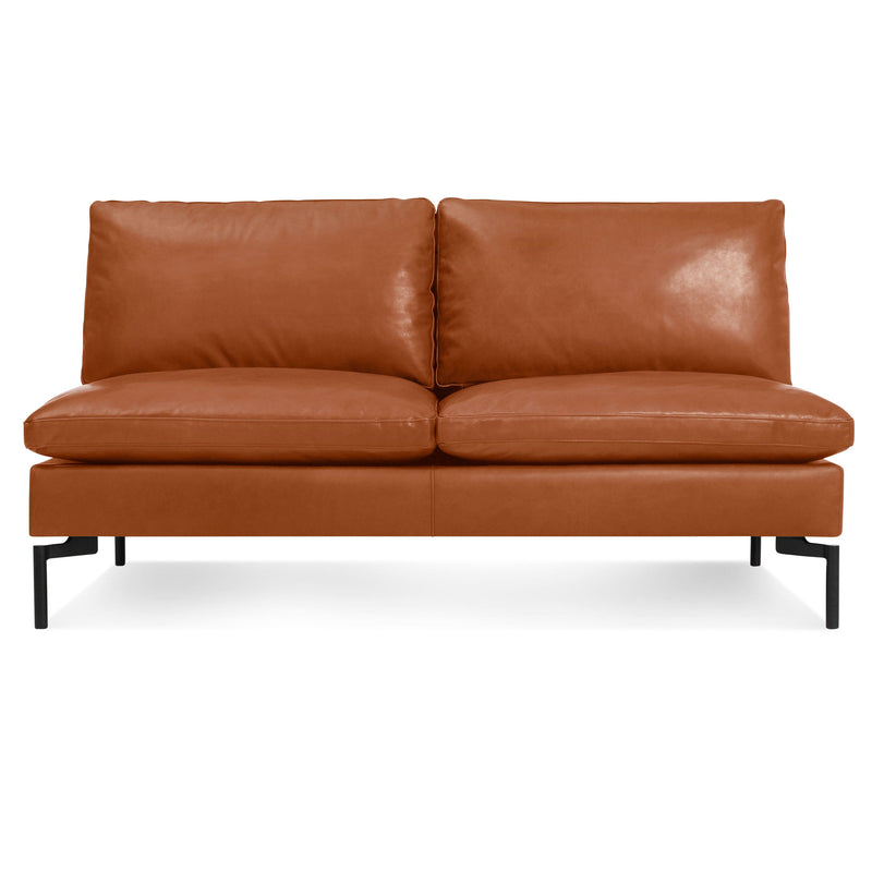 New Standard 60" Armless Sofa in Toffee Leather - Angle 1