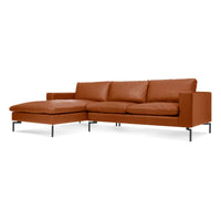 New Standard Sofa with Chaise in Toffee Leather - Angle 3