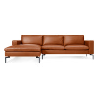 New Standard Sofa with Chaise in Toffee Leather - Angle 1