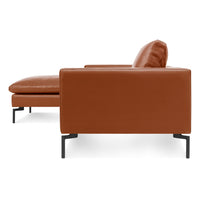 New Standard Sofa with Chaise in Toffee Leather - Angle 4