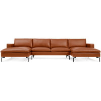 New Standard U-Shaped Sectional Sofa in Toffee Leather - Angle 1