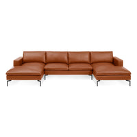 New Standard U-Shaped Sectional Sofa in Toffee Leather - Angle 2