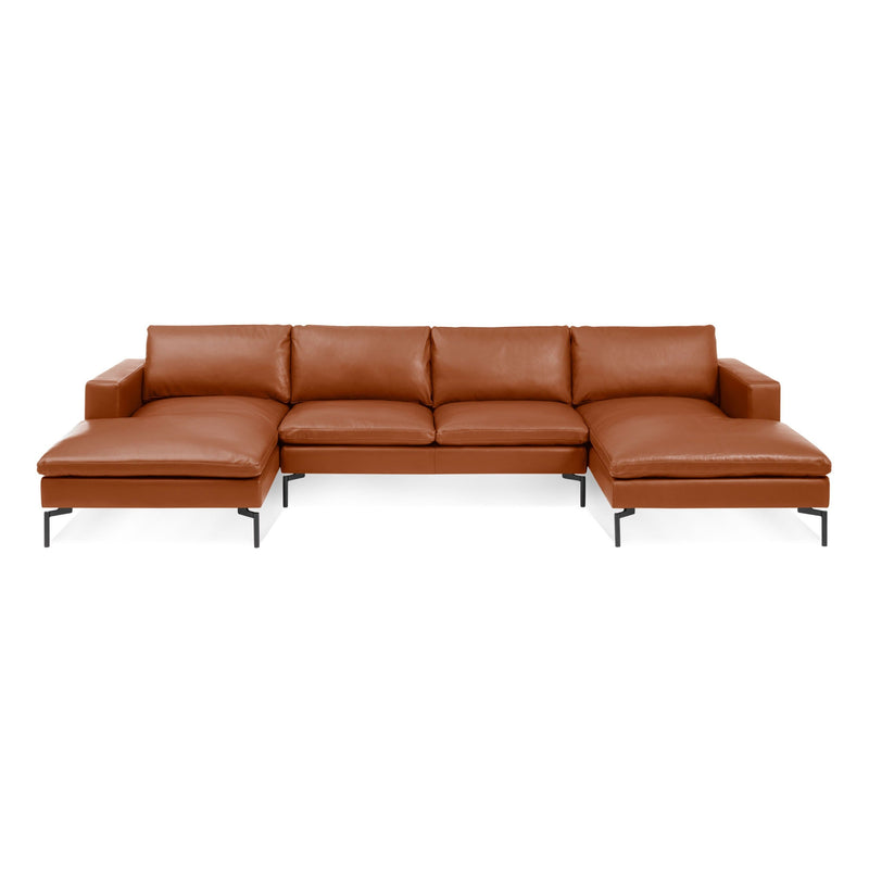 New Standard U-Shaped Sectional Sofa in Toffee Leather