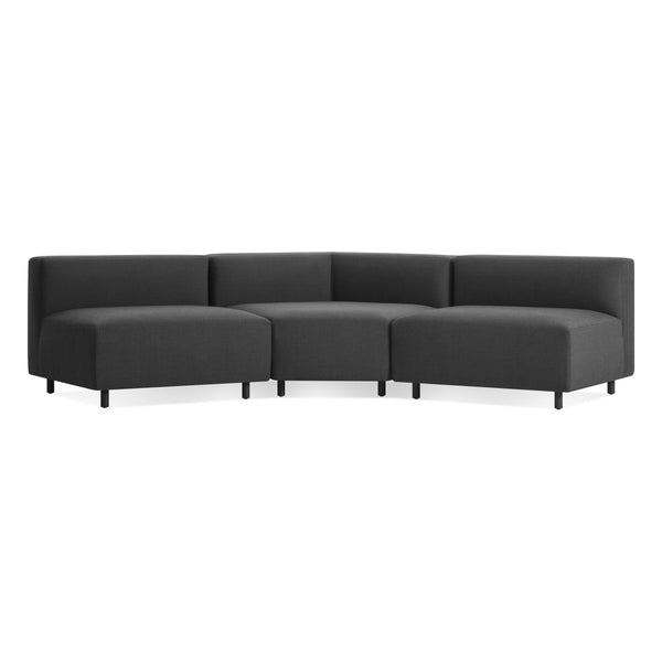 9 Yard Outdoor Angled Small Sectional Sofa in Sunbrella Coal - Angle 1