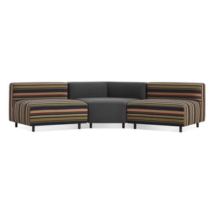9 Yard Outdoor Angled Small Sectional Sofa in Sunbrella Stripe / Sunbrella Coal - Angle 1