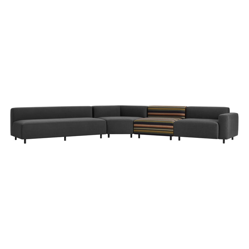9 Yard Outdoor Angled Sectional Sofa in Sunbrella Stripe / Sunbrella Coal