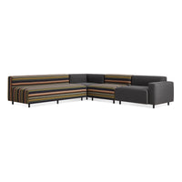 9 Yard Outdoor L Sectional Sofa in Sunbrella Stripe / Sunbrella Coal - Angle 4