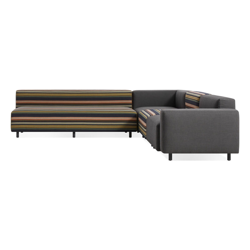 9 Yard Outdoor L Sectional Sofa in Sunbrella Stripe / Sunbrella Coal - Angle 1