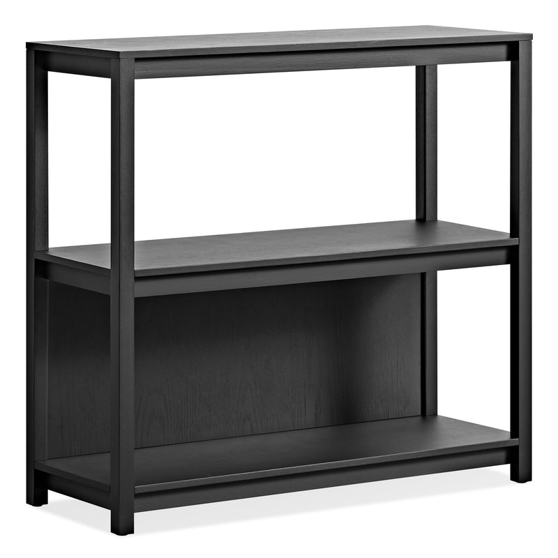 Open Plan Small Low Bookcase in Black on Ash