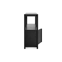 Open Plan Large Low Bookcase with Storage in Black on Oak - Angle 6
