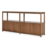 Open Plan Large Low Bookcase with Storage in Walnut - Angle 7