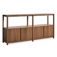 Open Plan Large Low Bookcase with Storage in Walnut - Angle 3