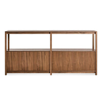 Open Plan Large Low Bookcase with Storage in Walnut - Angle 8