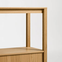 Open Plan Large Low Bookcase with Storage in White Oak - Angle 9