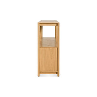 Open Plan Large Low Bookcase with Storage in White Oak - Angle 4