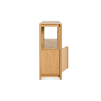 Open Plan Large Low Bookcase with Storage in White Oak - Angle 5
