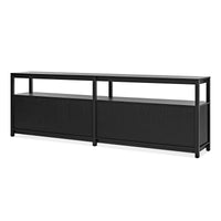 Open Plan Long and Low Bookcase with Storage in Black on Ash - Angle 7