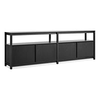 Open Plan Long and Low Bookcase with Storage in Black on Ash - Angle 3