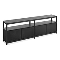 Open Plan Long and Low Bookcase with Storage in Black on Ash - Angle 4