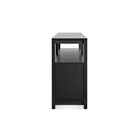 Open Plan Long and Low Bookcase with Storage in Black on Ash - Angle 5