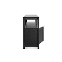 Open Plan Long and Low Bookcase with Storage in Black on Ash - Angle 6
