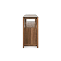 Open Plan Long and Low Bookcase with Storage in Walnut - Angle 5