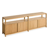 Open Plan Long and Low Bookcase with Storage in White Oak - Angle 4