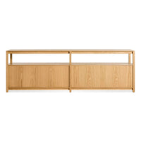 Open Plan Long and Low Bookcase with Storage in White Oak - Angle 8