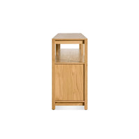 Open Plan Long and Low Bookcase with Storage in White Oak - Angle 5