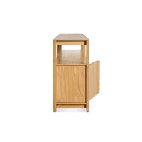 Open Plan Long and Low Bookcase with Storage in White Oak - Angle 6
