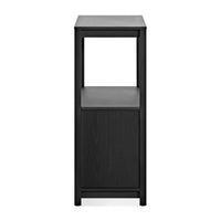 Open Plan Small Low Bookcase with Storage in Black on Oak - Angle 5
