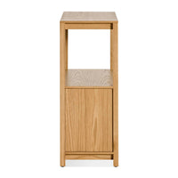 Open Plan Small Low Bookcase with Storage in White Oak - Angle 7