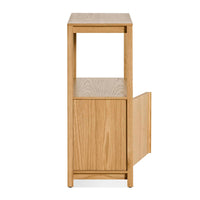 Open Plan Small Low Bookcase with Storage in White Oak - Angle 8